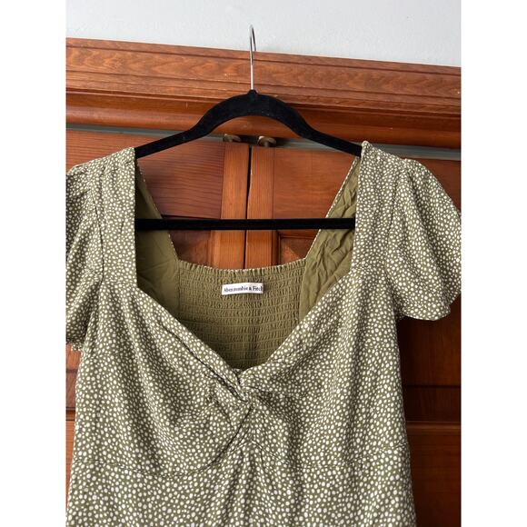 Abercrombie & Fitch Women's Knot Front Mini Dress Polka Dot Green White Size S - Picture 2 of 11